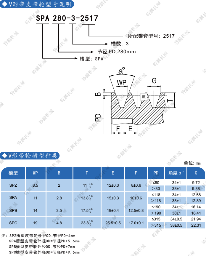 歐標皮帶輪型號說明