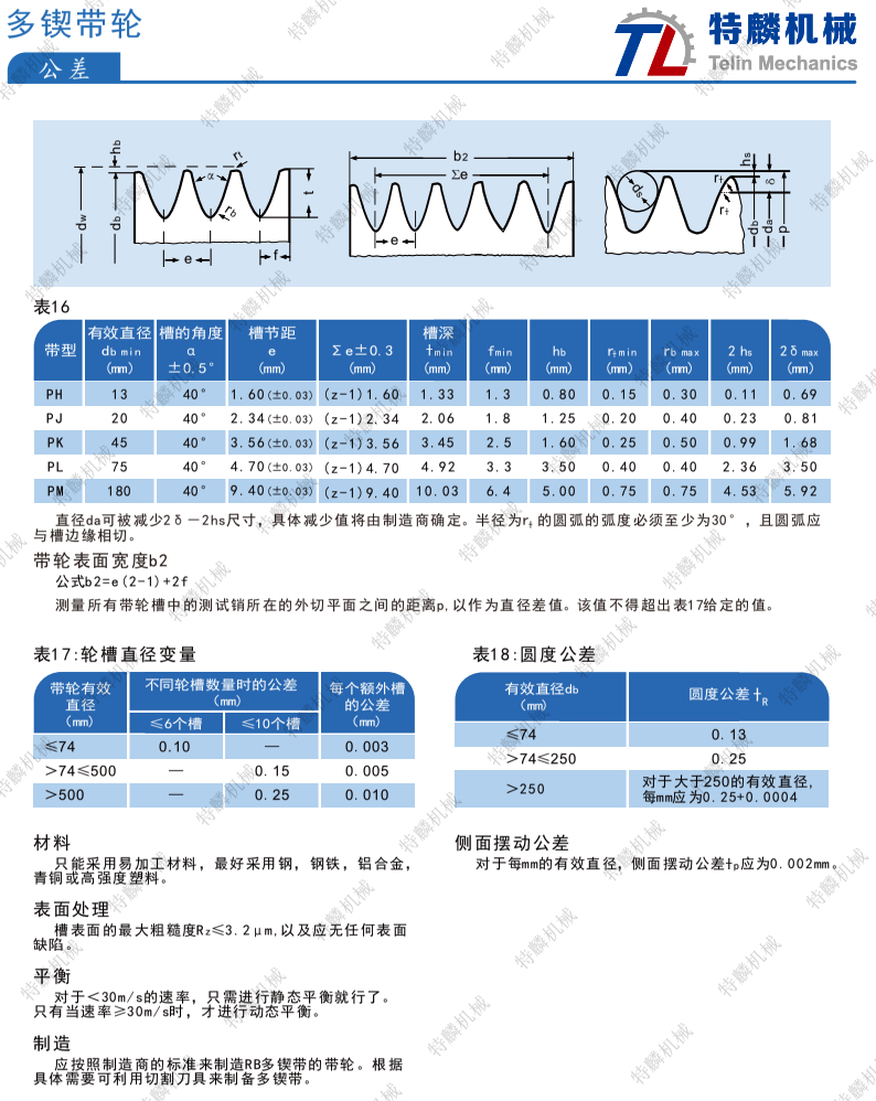 多鍥帶輪公差